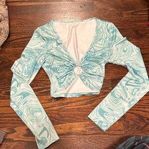 Stylish Teal Swirl Women's Top